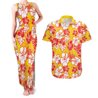 Yellow Hawaii Hibiscus Couples Matching Tank Maxi Dress and Hawaiian Shirt Tropical Flowers Seamless Pattern LT14 Yellow - Polynesian Pride