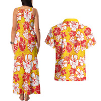 Yellow Hawaii Hibiscus Couples Matching Tank Maxi Dress and Hawaiian Shirt Tropical Flowers Seamless Pattern LT14 - Polynesian Pride