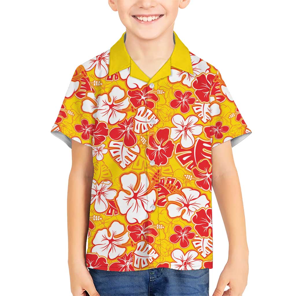 Yellow Hawaii Hibiscus Hawaiian Shirt Tropical Flowers Seamless Pattern - Polynesian Pride