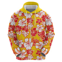 Yellow Hawaii Hibiscus Hoodie Tropical Flowers Seamless Pattern - Polynesian Pride