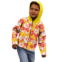 Yellow Hawaii Hibiscus Kid Hoodie Tropical Flowers Seamless Pattern - Polynesian Pride