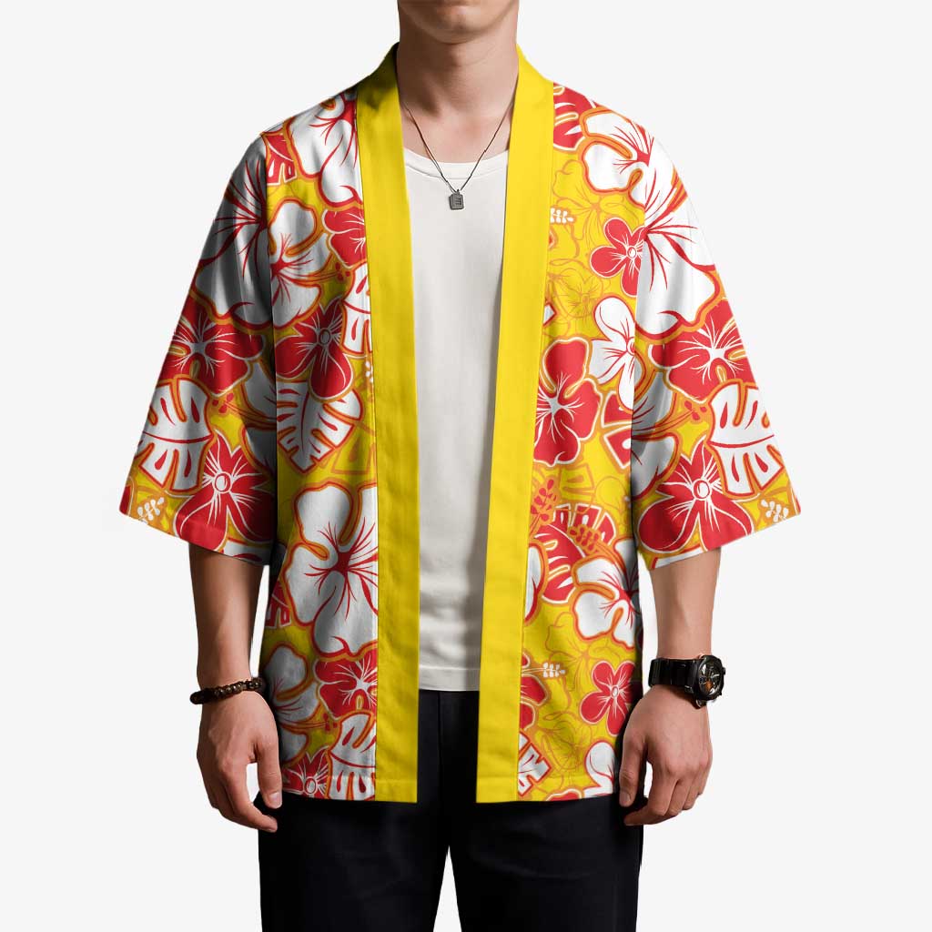 Yellow Hawaii Hibiscus Kimono Tropical Flowers Seamless Pattern - Polynesian Pride