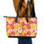 Yellow Hawaii Hibiscus Leather Tote Bag Tropical Flowers Seamless Pattern - Polynesian Pride