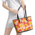 Yellow Hawaii Hibiscus Leather Tote Bag Tropical Flowers Seamless Pattern - Polynesian Pride