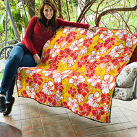 Yellow Hawaii Hibiscus Quilt Tropical Flowers Seamless Pattern - Polynesian Pride