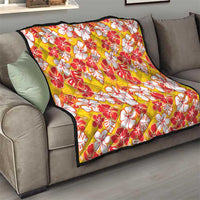 Yellow Hawaii Hibiscus Quilt Tropical Flowers Seamless Pattern - Polynesian Pride