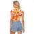 Yellow Hawaii Hibiscus Raglan Cropped T Shirt Tropical Flowers Seamless Pattern - Polynesian Pride