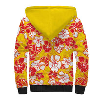 Yellow Hawaii Hibiscus Sherpa Hoodie Tropical Flowers Seamless Pattern LT14 - Polynesian Pride
