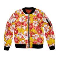 Yellow Hawaii Hibiscus Sleeve Zip Bomber Jacket Tropical Flowers Seamless Pattern LT14 Unisex Yellow - Polynesian Pride