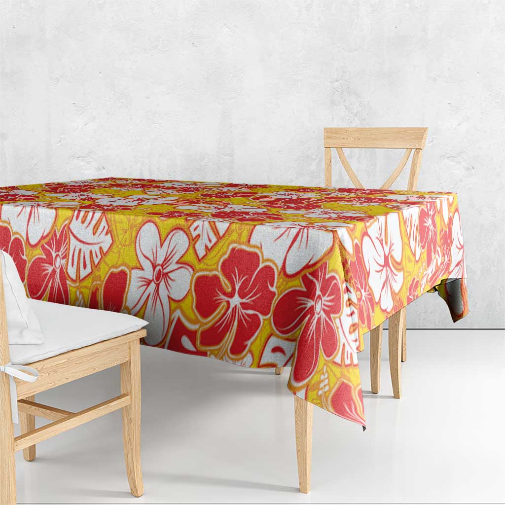Yellow Hawaii Hibiscus Tablecloth Tropical Flowers Seamless Pattern - Polynesian Pride