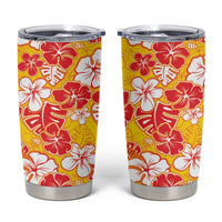 Yellow Hawaii Hibiscus Tumbler Cup Tropical Flowers Seamless Pattern - Polynesian Pride