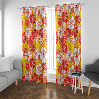 Yellow Hawaii Hibiscus Window Curtain Tropical Flowers Seamless Pattern - Polynesian Pride