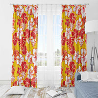 Yellow Hawaii Hibiscus Window Curtain Tropical Flowers Seamless Pattern - Polynesian Pride