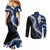 Polu Aloha Hawaii Lei Couples Matching Mermaid Dress and Long Sleeve Button Shirt Tropical Flowers Elegant Vibe - Polynesian Pride