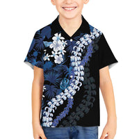 Polu Aloha Hawaii Lei Family Matching Long Sleeve Bodycon Dress and Hawaiian Shirt Tropical Flowers Elegant Vibe LT14 Son's Shirt Blue - Polynesian Pride