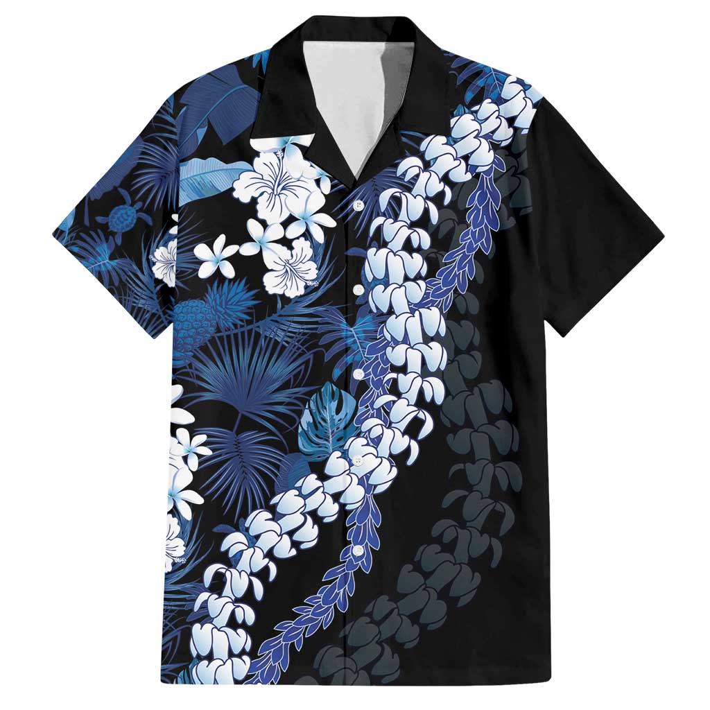 Polu Aloha Hawaii Lei Family Matching Off Shoulder Short Dress and Hawaiian Shirt Tropical Flowers Elegant Vibe LT14 Dad's Shirt - Short Sleeve Blue - Polynesian Pride