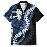 Polu Aloha Hawaii Lei Family Matching Off Shoulder Short Dress and Hawaiian Shirt Tropical Flowers Elegant Vibe LT14 Dad's Shirt - Short Sleeve Blue - Polynesian Pride