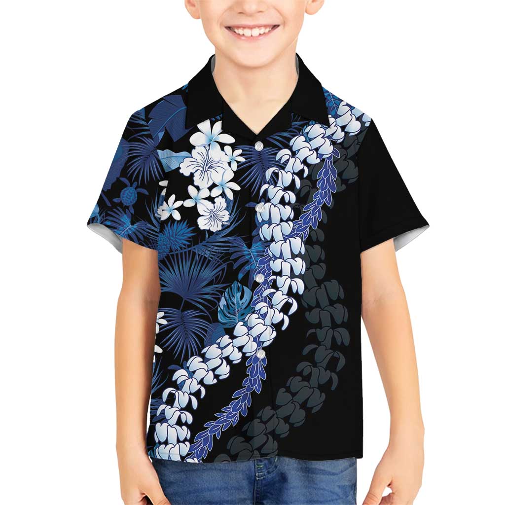 Polu Aloha Hawaii Lei Family Matching Summer Maxi Dress and Hawaiian Shirt Tropical Flowers Elegant Vibe LT14 Son's Shirt Blue - Polynesian Pride