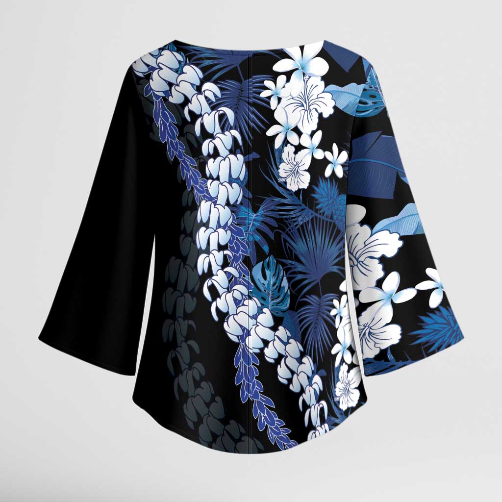 Polu Aloha Hawaii Lei Kimono Sleeve Blouse Tropical Flowers Elegant Vibe - Polynesian Pride