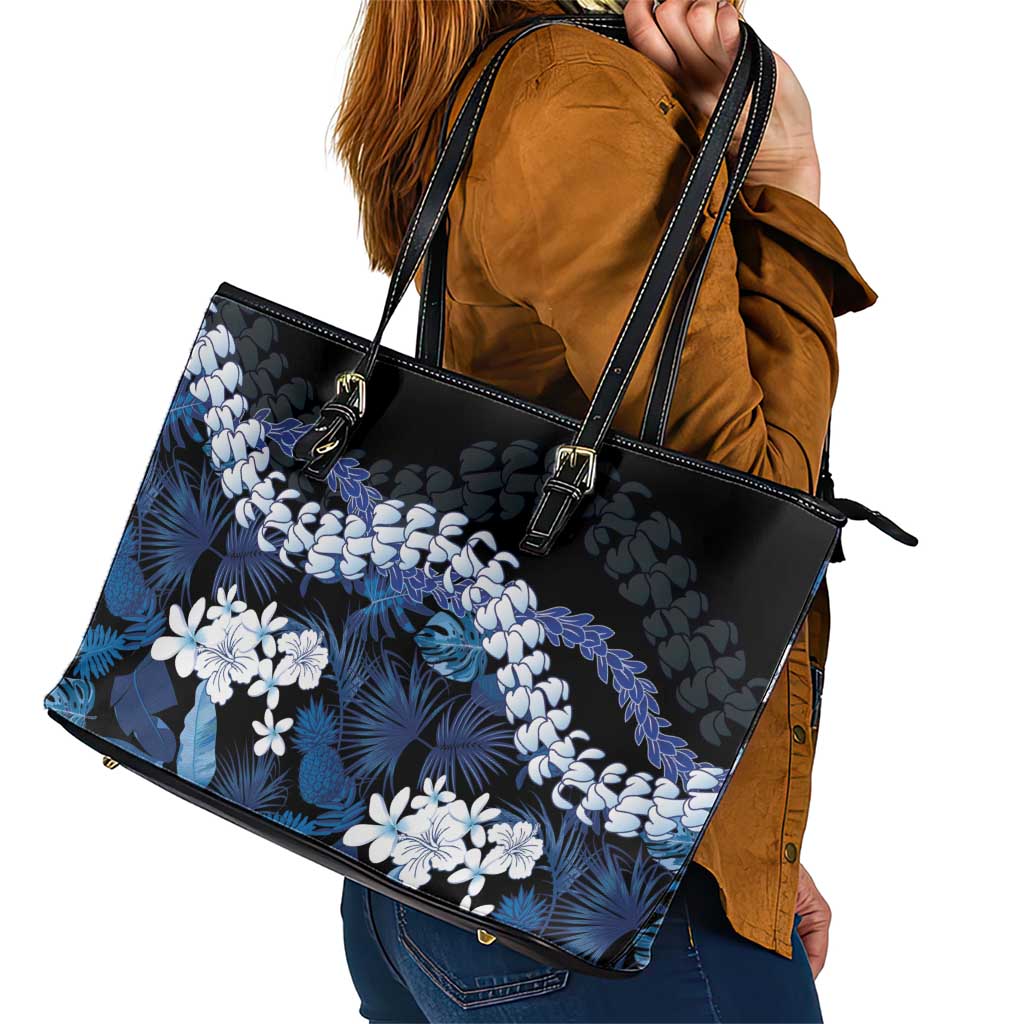 Polu Aloha Hawaii Lei Leather Tote Bag Tropical Flowers Elegant Vibe - Polynesian Pride