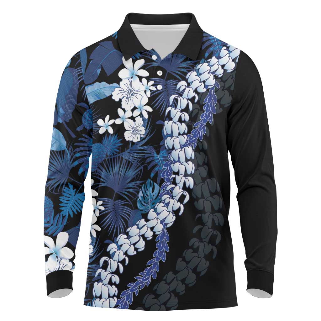 Polu Aloha Hawaii Lei Long Sleeve Polo Shirt Tropical Flowers Elegant Vibe - Polynesian Pride