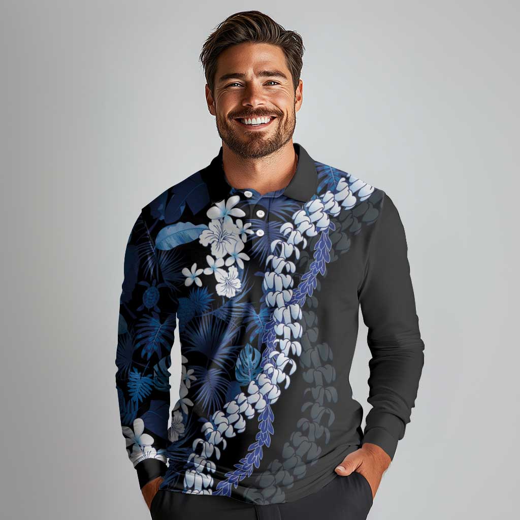 Polu Aloha Hawaii Lei Long Sleeve Polo Shirt Tropical Flowers Elegant Vibe - Polynesian Pride