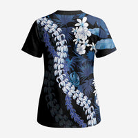 Polu Aloha Hawaii Lei Scrub Top Tropical Flowers Elegant Vibe - Polynesian Pride