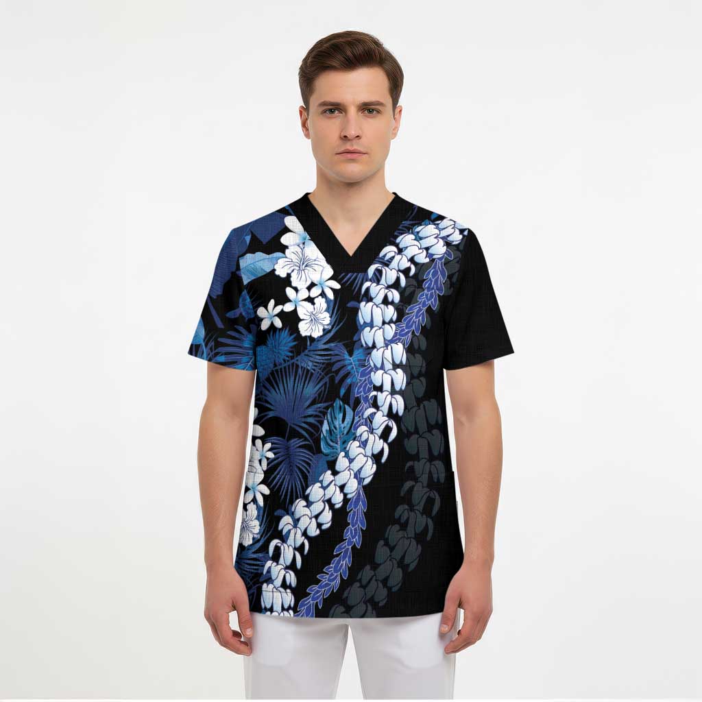 Polu Aloha Hawaii Lei Scrub Top Tropical Flowers Elegant Vibe - Polynesian Pride