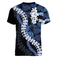 Polu Aloha Hawaii Lei Women V-Neck T-Shirt Tropical Flowers Elegant Vibe - Polynesian Pride
