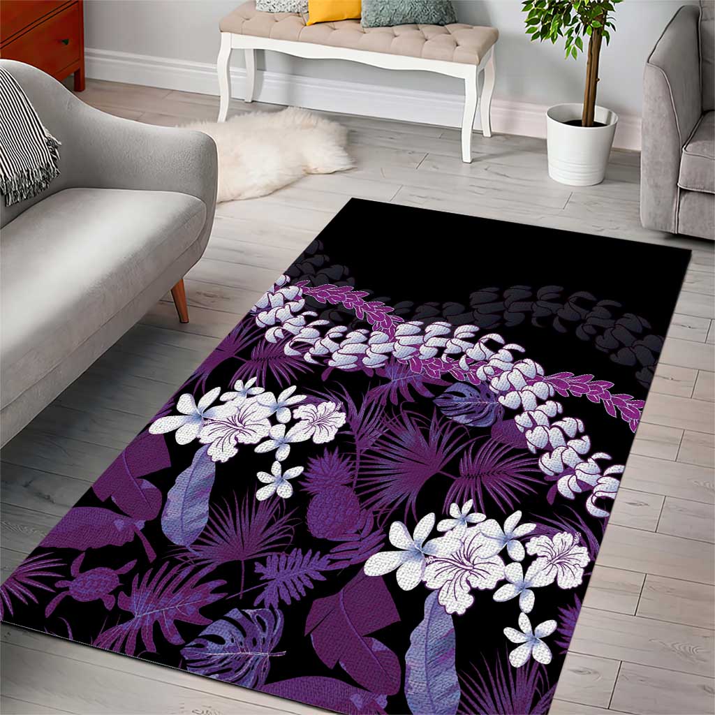 Poni Aloha Hawaii Lei Area Rug Tropical Flowers Elegant Vibe - Polynesian Pride