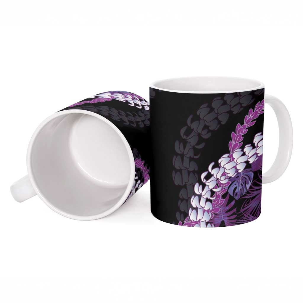 Poni Aloha Hawaii Lei Ceramic Mug Tropical Flowers Elegant Vibe - Polynesian Pride