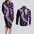 Poni Aloha Hawaii Lei Couples Matching Long Sleeve Bodycon Dress and Long Sleeve Button Shirt Tropical Flowers Elegant Vibe - Polynesian Pride