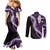 Poni Aloha Hawaii Lei Couples Matching Mermaid Dress and Long Sleeve Button Shirt Tropical Flowers Elegant Vibe - Polynesian Pride