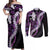 Poni Aloha Hawaii Lei Couples Matching Off Shoulder Maxi Dress and Long Sleeve Button Shirt Tropical Flowers Elegant Vibe - Polynesian Pride
