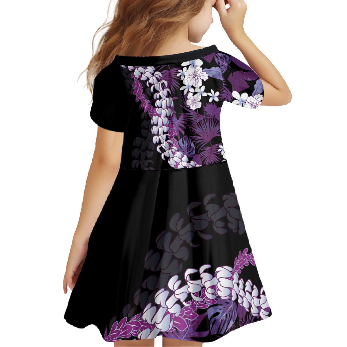 Poni Aloha Hawaii Lei Family Matching Off The Shoulder Long Sleeve Dress and Hawaiian Shirt Tropical Flowers Elegant Vibe - Polynesian Pride