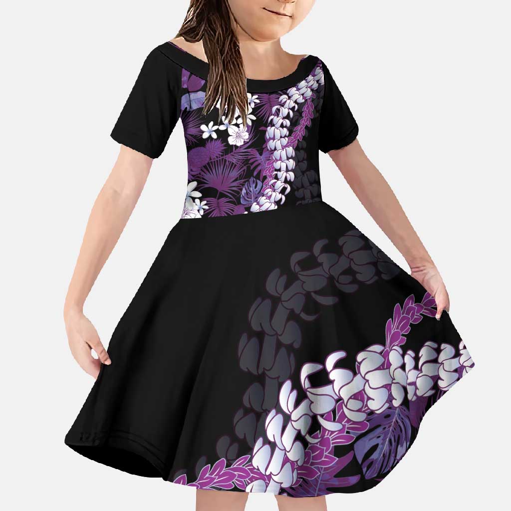 Poni Aloha Hawaii Lei Family Matching Off Shoulder Maxi Dress and Hawaiian Shirt Tropical Flowers Elegant Vibe - Polynesian Pride