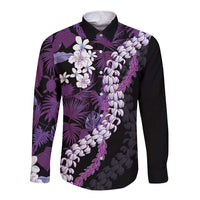 Poni Aloha Hawaii Lei Long Sleeve Button Shirt Tropical Flowers Elegant Vibe - Polynesian Pride