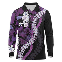 Poni Aloha Hawaii Lei Long Sleeve Polo Shirt Tropical Flowers Elegant Vibe - Polynesian Pride