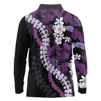 Poni Aloha Hawaii Lei Long Sleeve Polo Shirt Tropical Flowers Elegant Vibe - Polynesian Pride