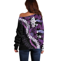 Poni Aloha Hawaii Lei Off Shoulder Sweater Tropical Flowers Elegant Vibe - Polynesian Pride