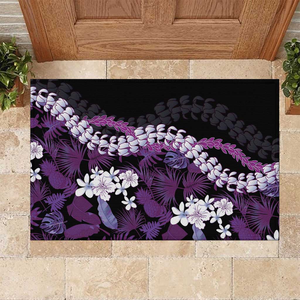 Poni Aloha Hawaii Lei Rubber Doormat Tropical Flowers Elegant Vibe - Polynesian Pride