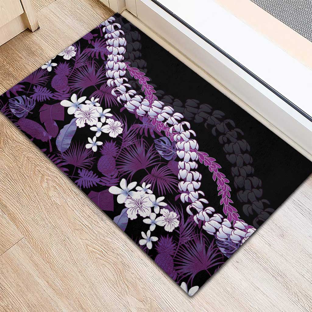 Poni Aloha Hawaii Lei Rubber Doormat Tropical Flowers Elegant Vibe - Polynesian Pride