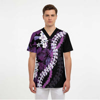Poni Aloha Hawaii Lei Scrub Top Tropical Flowers Elegant Vibe - Polynesian Pride