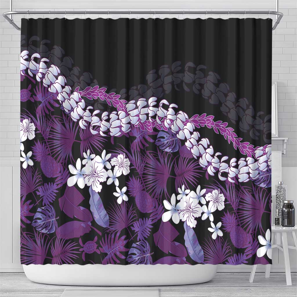 Poni Aloha Hawaii Lei Shower Curtain Tropical Flowers Elegant Vibe - Polynesian Pride