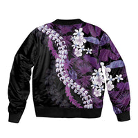 Poni Aloha Hawaii Lei Sleeve Zip Bomber Jacket Tropical Flowers Elegant Vibe LT14 - Polynesian Pride