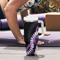 Poni Aloha Hawaii Lei Tumbler With Handle Tropical Flowers Elegant Vibe - Polynesian Pride