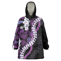 Poni Aloha Hawaii Lei Wearable Blanket Hoodie Tropical Flowers Elegant Vibe LT14 One Size Purple - Polynesian Pride