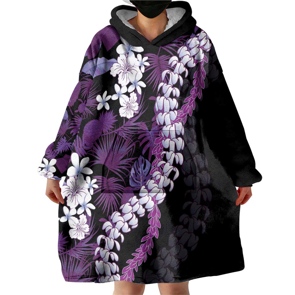 Poni Aloha Hawaii Lei Wearable Blanket Hoodie Tropical Flowers Elegant Vibe LT14 - Polynesian Pride