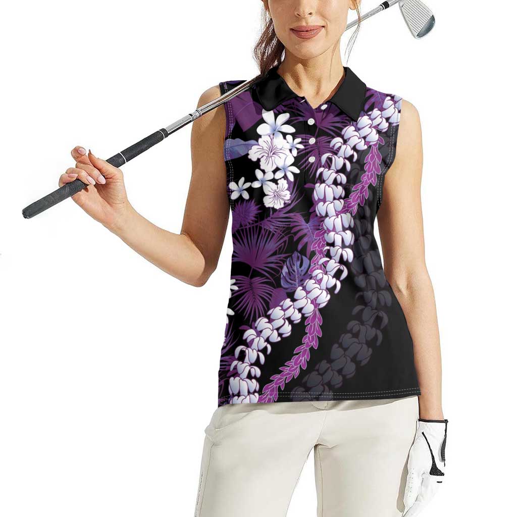 Poni Aloha Hawaii Lei Women Sleeveless Polo Shirt Tropical Flowers Elegant Vibe - Polynesian Pride