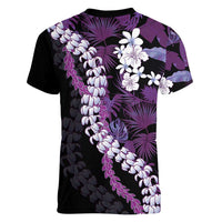 Poni Aloha Hawaii Lei Women V-Neck T-Shirt Tropical Flowers Elegant Vibe - Polynesian Pride